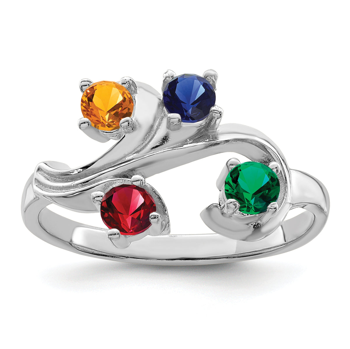 14k White Gold Polished 4-Stone Mothers Ring Mounting-XMR4/4W-7
