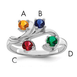 14k White Gold Polished 4-Stone Mothers Ring Mounting-XMR4/4W