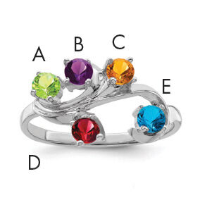 14k White Gold Polished 5-Stone Mothers Ring Mounting-XMR4/5W