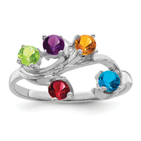 14k White Gold Polished 5-Stone Mothers Ring Mounting-XMR4/5W