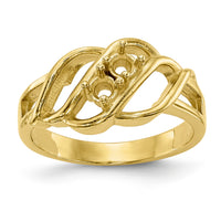 14k Polished 2-Stone Mothers Ring Mounting-XMR5/2