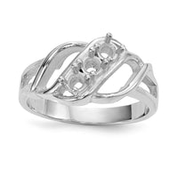 14k White Gold Polished 3-Stone Mothers Ring Mounting-XMR5/3W