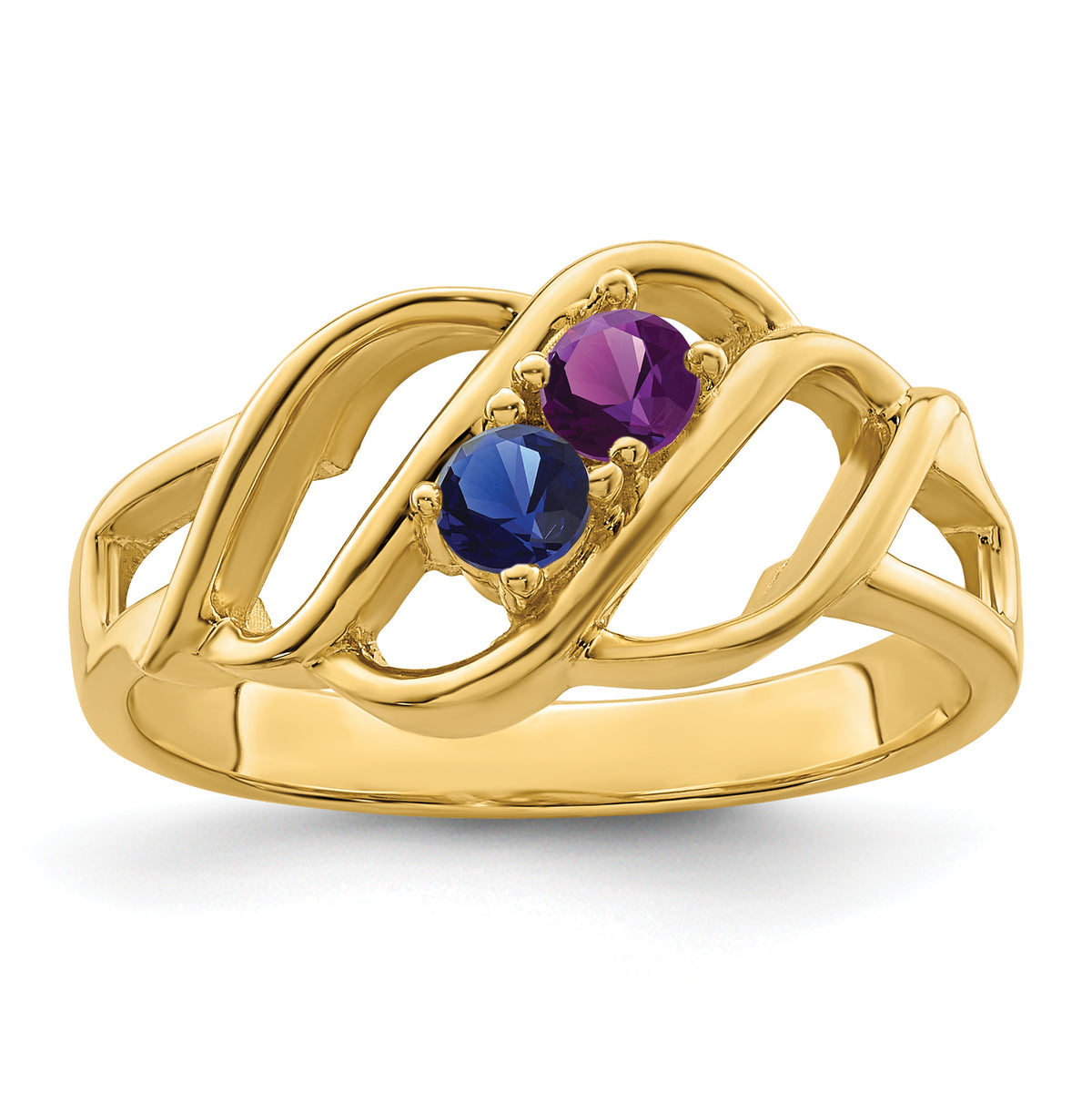 14k Polished 2-Stone Mothers Ring Mounting-XMR5/2-7