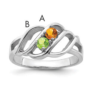 14k White Gold Polished 2-Stone Mothers Ring Mounting-XMR5/2W