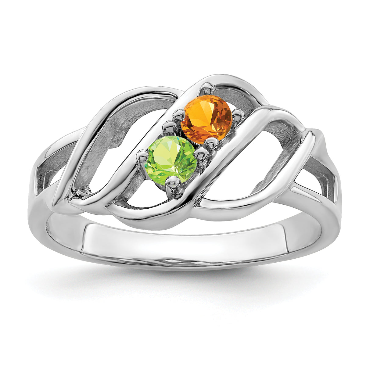 14k White Gold Polished 2-Stone Mothers Ring Mounting-XMR5/2W-7