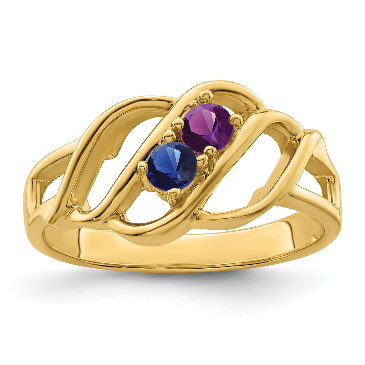 14k Polished 2-Stone Mothers Ring Mounting-XMR5/2