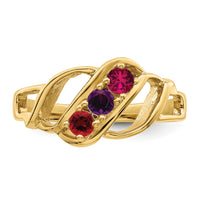 14k Polished 3-Stone Mothers Ring Mounting-XMR5/3