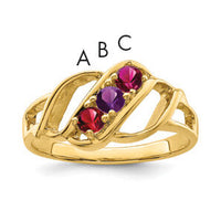 14k Polished 3-Stone Mothers Ring Mounting-XMR5/3