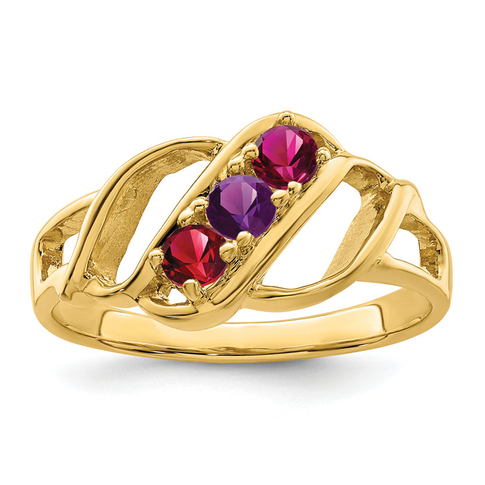 14k Polished 3-Stone Mothers Ring Mounting-XMR5/3-7
