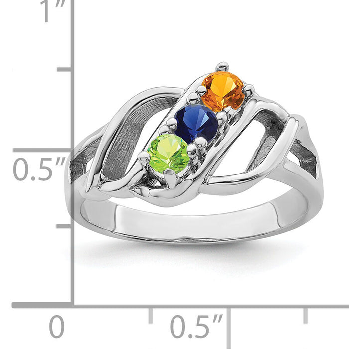 14k White Gold Polished 3-Stone Mothers Ring Mounting-XMR5/3W