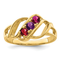 14k Polished 3-Stone Mothers Ring Mounting-XMR5/3