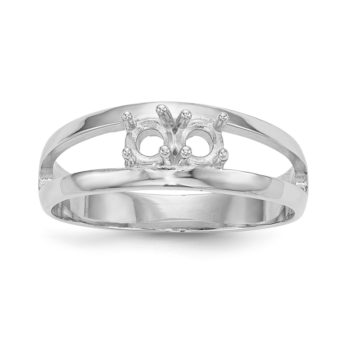 14k White Gold Polished 2-Stone Mothers Ring Mounting-XMR7/2W-7