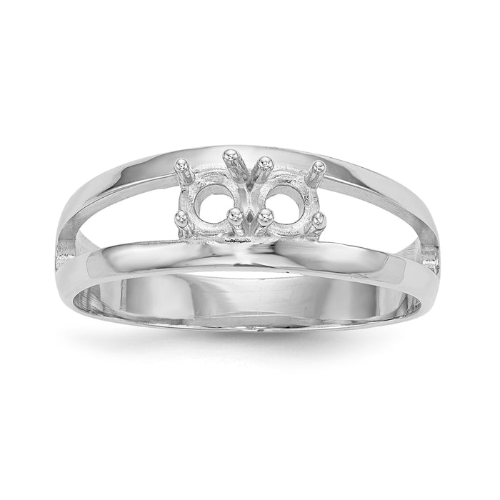 14k White Gold Polished 2-Stone Mothers Ring Mounting-XMR7/2W-7