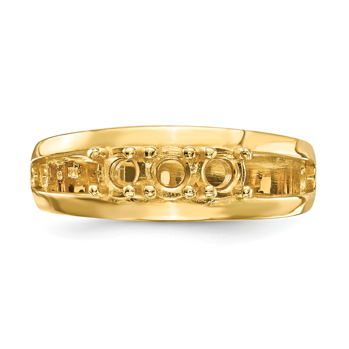 14k Polished 3-Stone Mothers Ring Mounting-XMR7/3