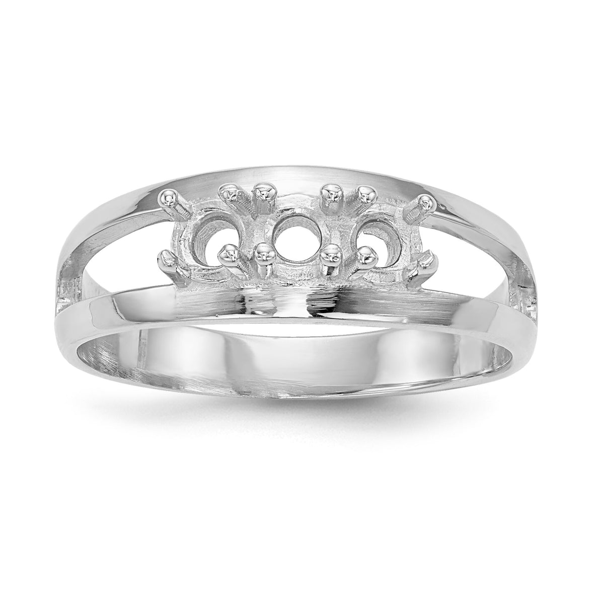 14k White Gold Polished 3-Stone Mothers Ring Mounting-XMR7/3W