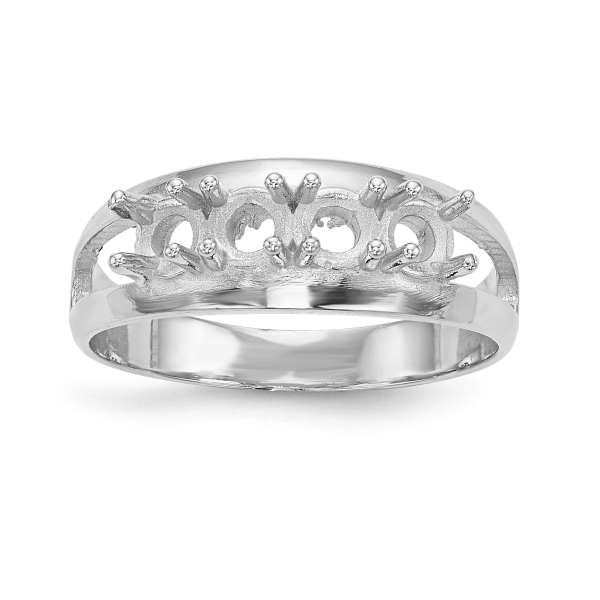 14k White Gold Polished 4-Stone Mothers Ring Mounting-XMR7/4W-7