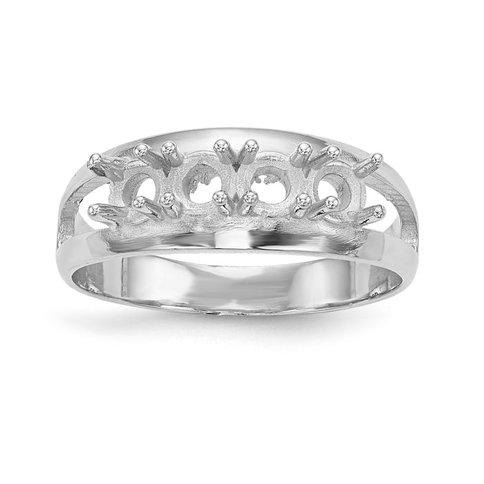 14k White Gold Polished 4-Stone Mothers Ring Mounting-XMR7/4W-7