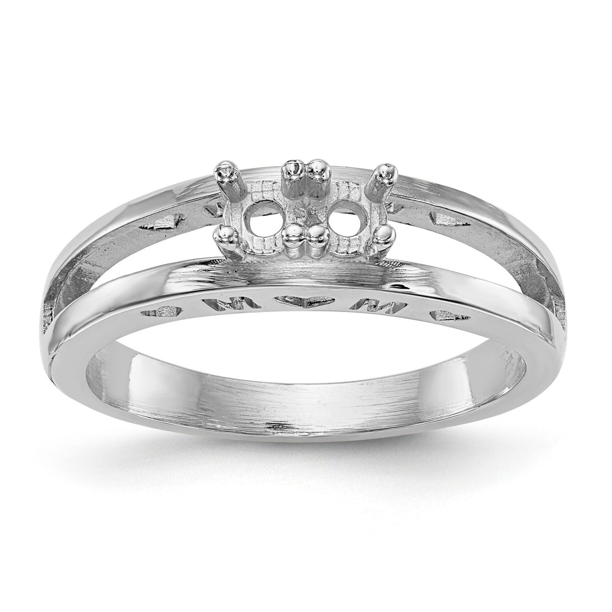 14k White Gold Family Jewelry Ring Mounting-XMR71/2W