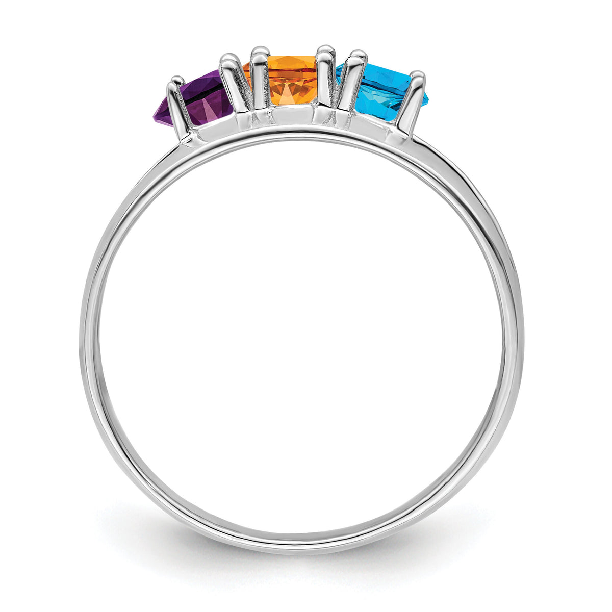14k White Gold Polished 3-Stone Mothers Ring Mounting-XMR7/3W