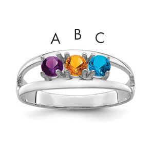 14k White Gold Polished 3-Stone Mothers Ring Mounting-XMR7/3W