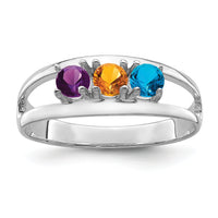 14k White Gold Polished 3-Stone Mothers Ring Mounting-XMR7/3W