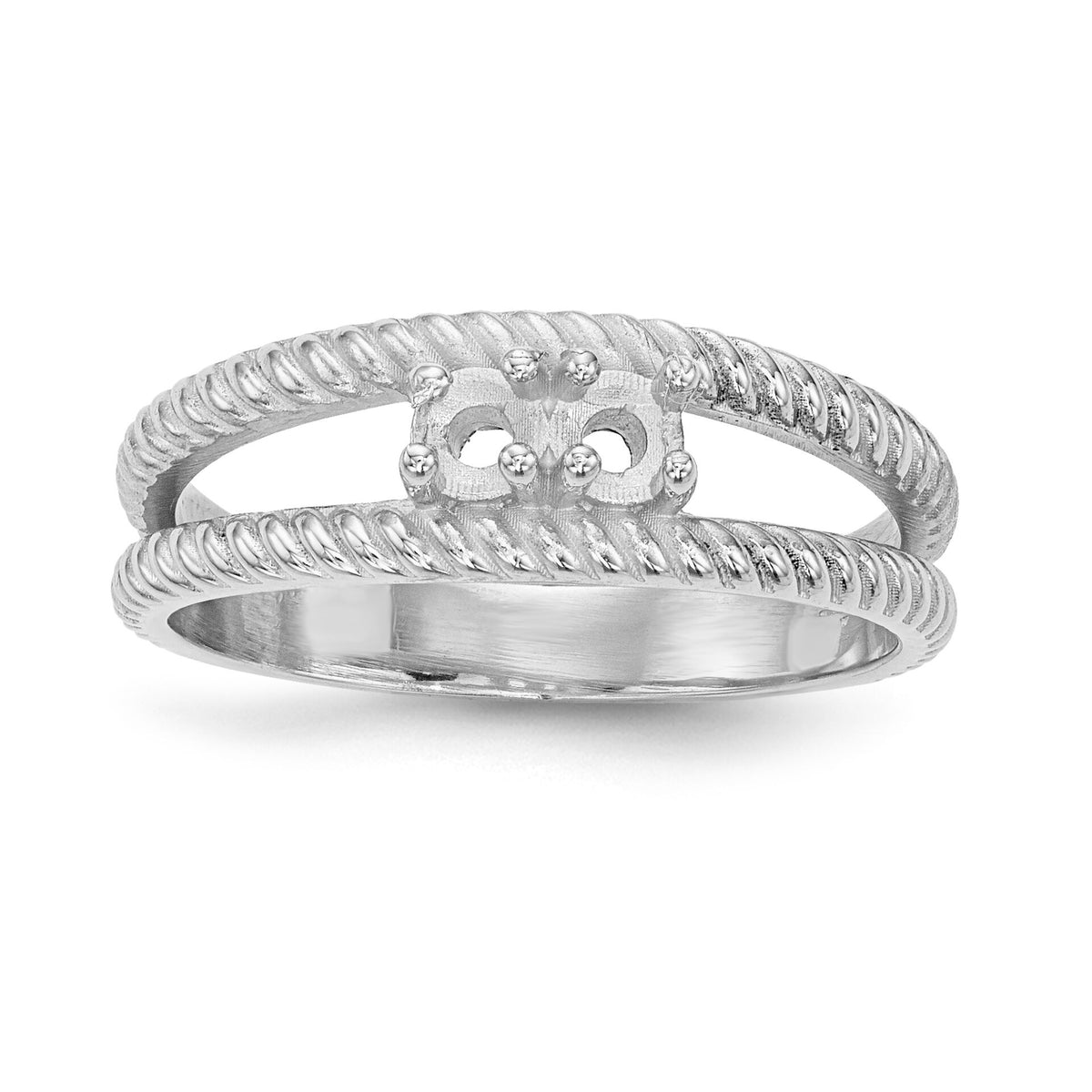14k White Gold Polished 2-Stone Mothers Ring Mounting-XMR8/2W