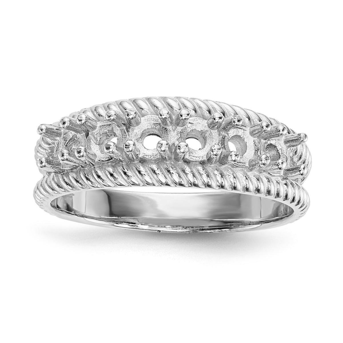 14k White Gold Polished 6-Stone Mothers Ring Mounting-XMR8/6W
