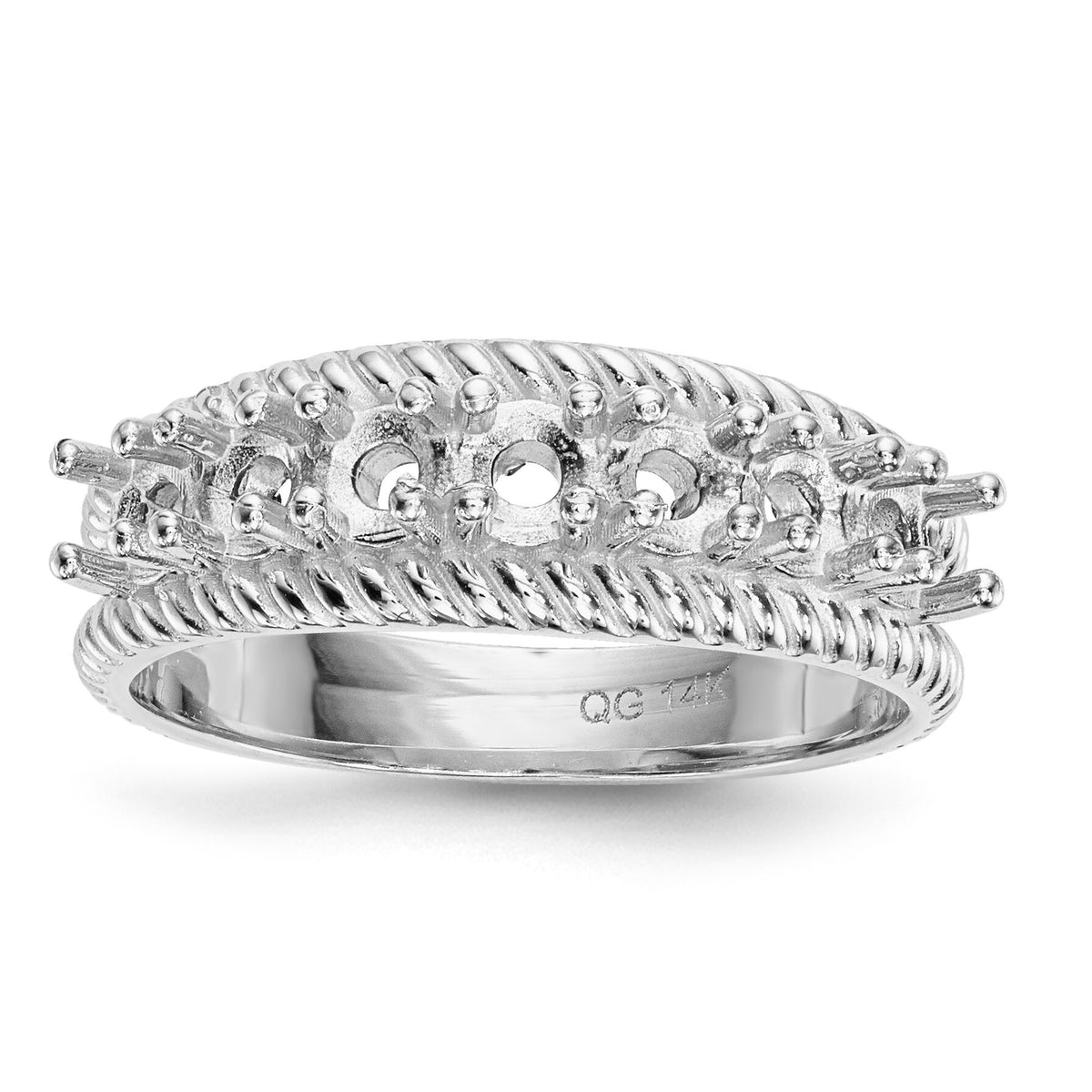 14k White Gold Polished 7-Stone Mothers Ring Mounting-XMR8/7W