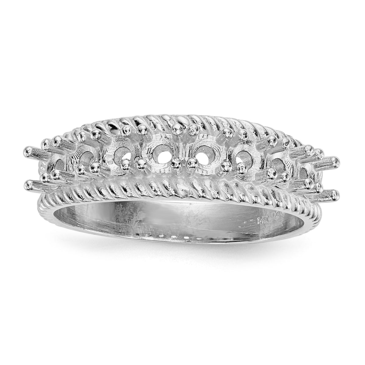 14k White Gold Polished 8-Stone Mothers Ring Mounting-XMR8/8W
