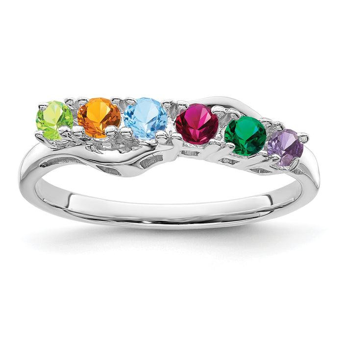 14k White Gold Family Jewelry Ring Mounting-XMR86/6W-7