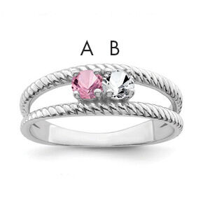 14k White Gold Polished 2-Stone Mothers Ring Mounting-XMR8/2W