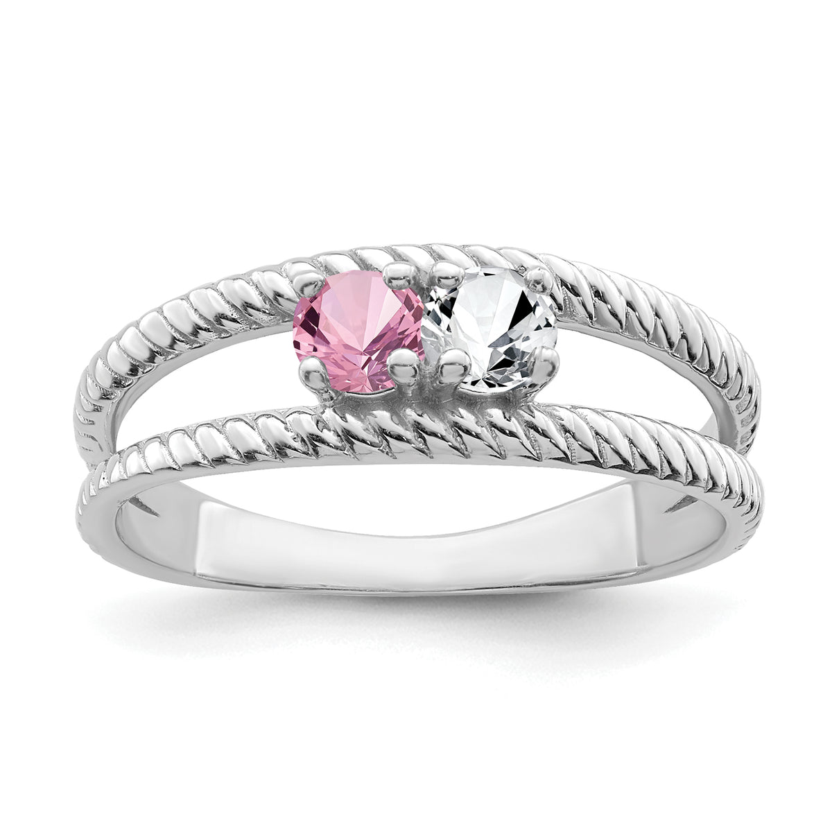14k White Gold Polished 2-Stone Mothers Ring Mounting-XMR8/2W-7