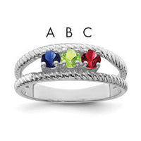 14k White Gold Polished 3-Stone Mothers Ring Mounting-XMR8/3W