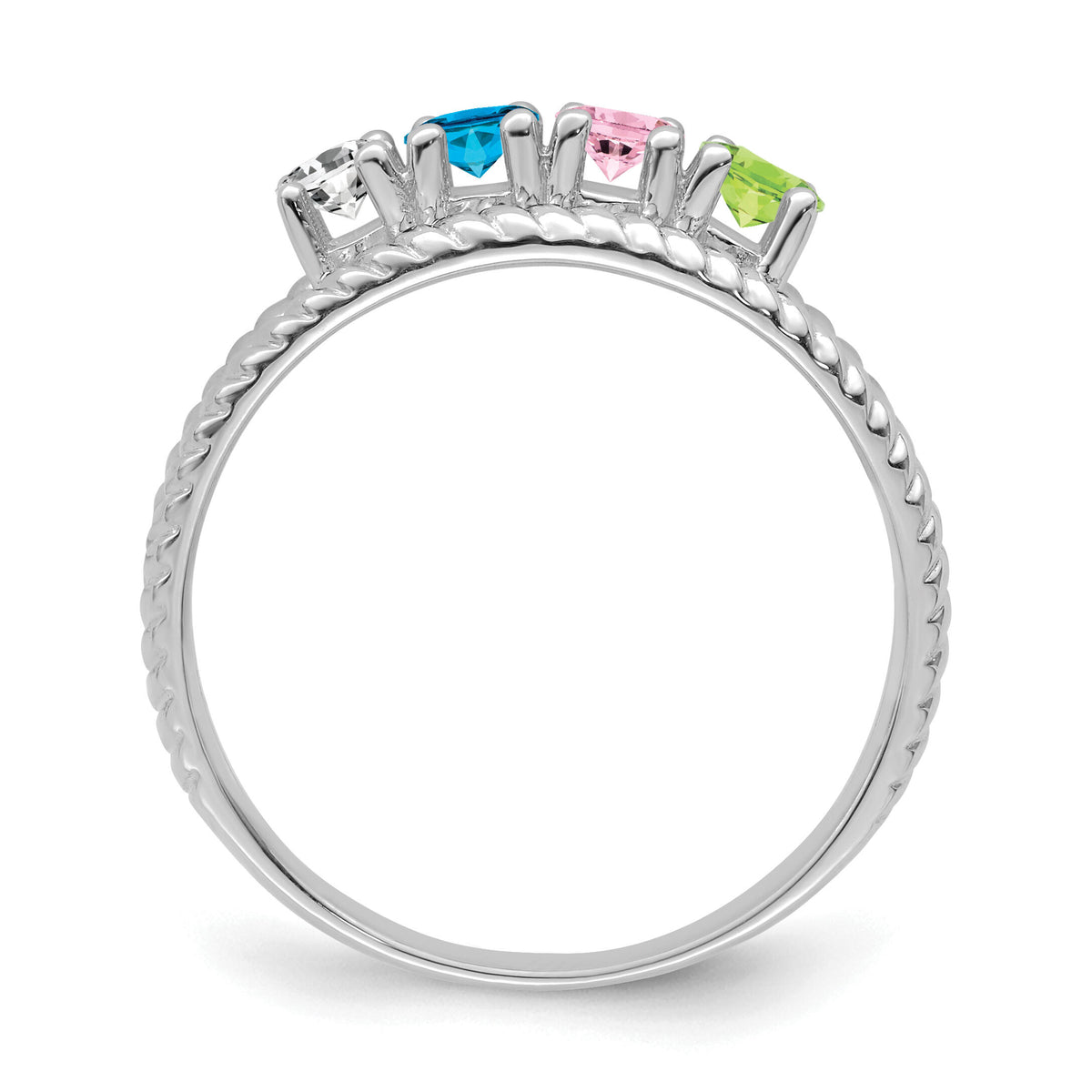 14k White Gold Polished 4-Stone Mothers Ring Mounting-XMR8/4W