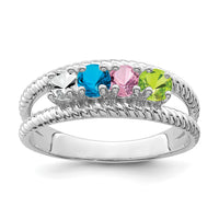 14k White Gold Polished 4-Stone Mothers Ring Mounting-XMR8/4W