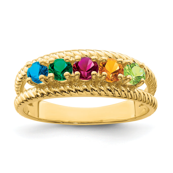 14k Polished 5-Stone Mothers Ring Mounting-XMR8/5-7