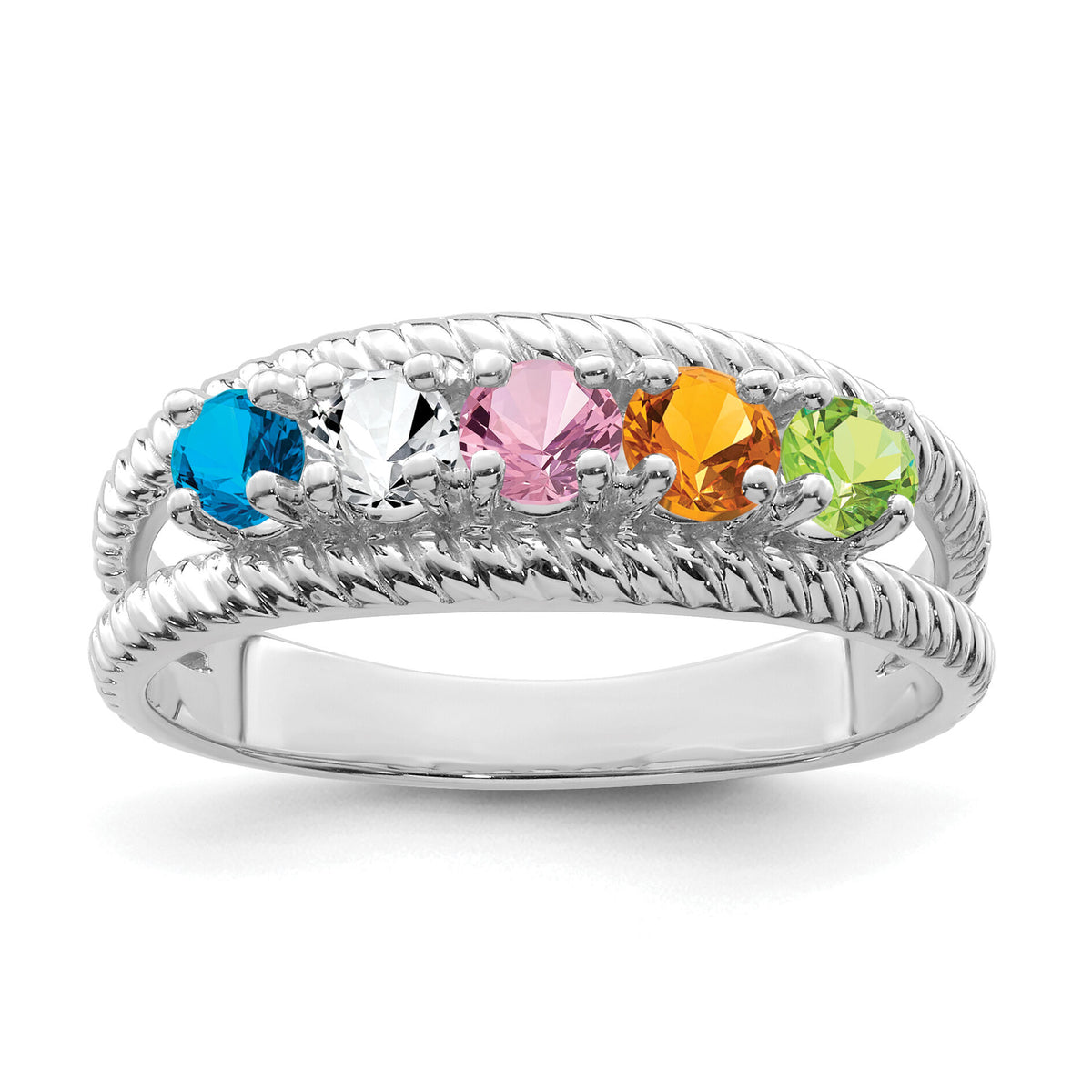 14k White Gold Polished 5-Stone Mothers Ring Mounting-XMR8/5W