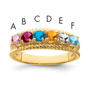 14k Polished 6-Stone Mothers Ring Mounting-XMR8/6