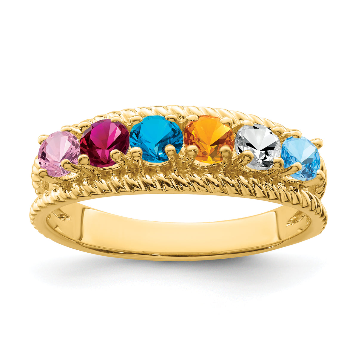 14k Polished 6-Stone Mothers Ring Mounting-XMR8/6-7