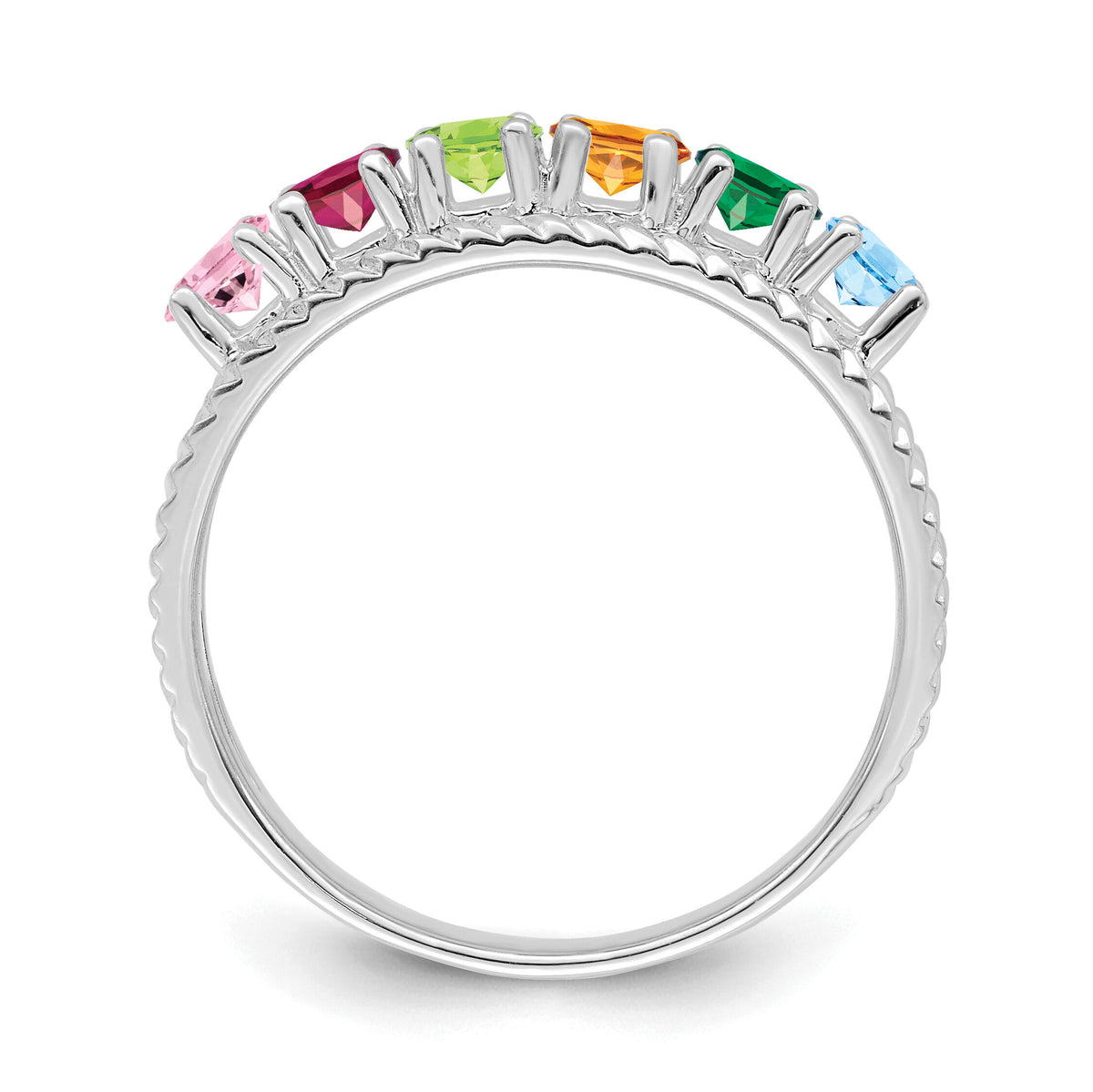 14k White Gold Polished 6-Stone Mothers Ring Mounting-XMR8/6W