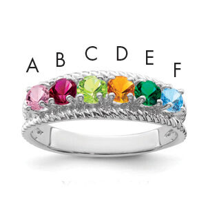 14k White Gold Polished 6-Stone Mothers Ring Mounting-XMR8/6W