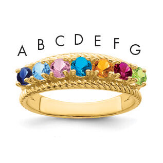 14k Polished 7-Stone Mothers Ring Mounting-XMR8/7
