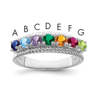 14k White Gold Polished 7-Stone Mothers Ring Mounting-XMR8/7W
