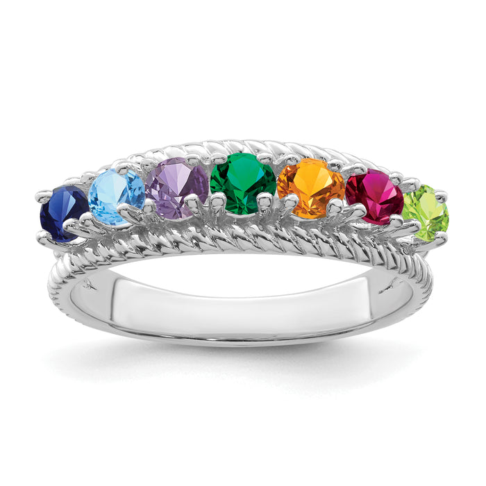 14k White Gold Polished 7-Stone Mothers Ring Mounting-XMR8/7W-7