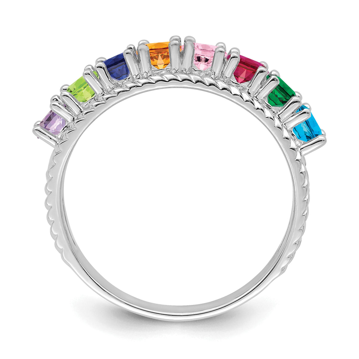 14k White Gold Polished 8-Stone Mothers Ring Mounting-XMR8/8W