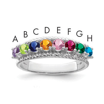 14k White Gold Polished 8-Stone Mothers Ring Mounting-XMR8/8W-7