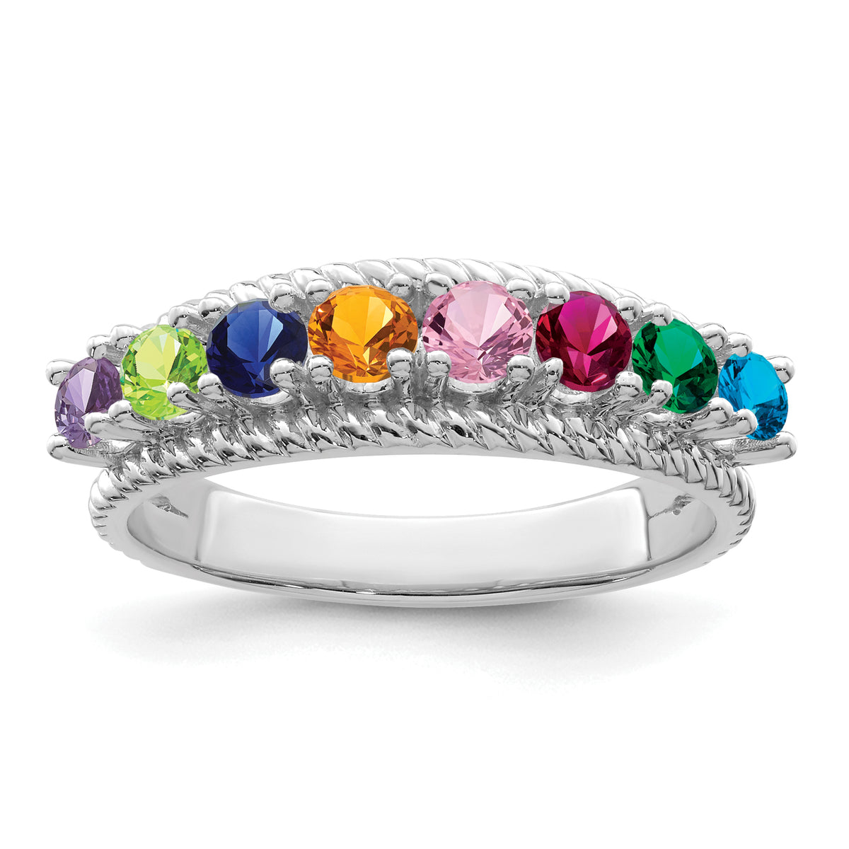 14k White Gold Polished 8-Stone Mothers Ring Mounting-XMR8/8W-7