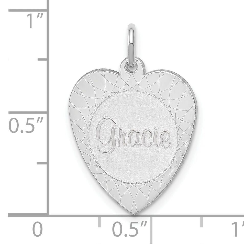 14k White Gold Heart Disc Name Charm-XNA105W