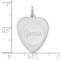 14k White Gold Heart Disc Name Charm-XNA105W