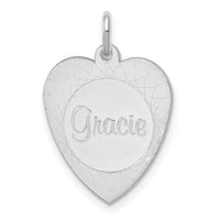 14k White Gold Heart Disc Name Charm-XNA105W